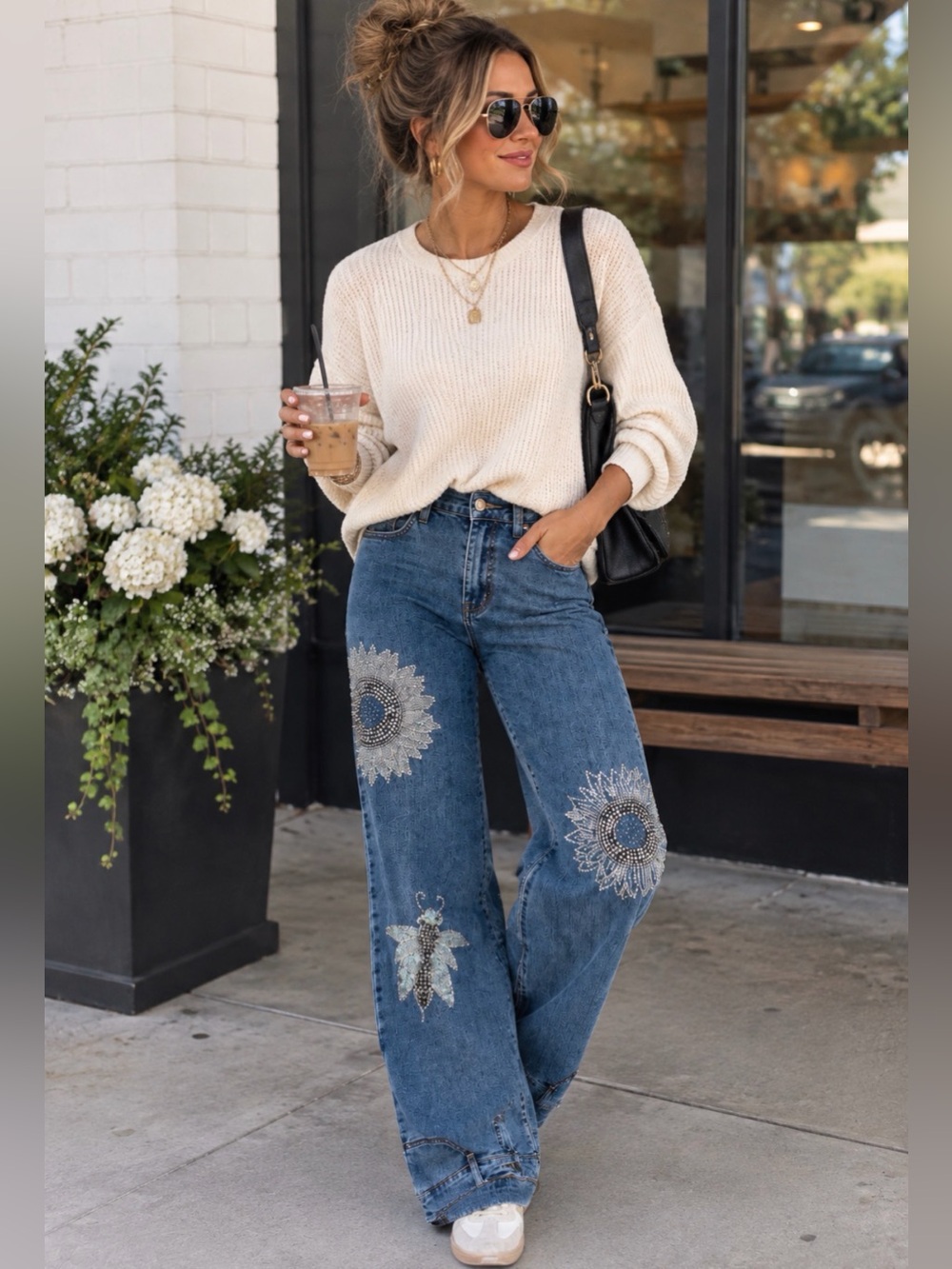 AZI Beaded/Sequined Embellished Jeans